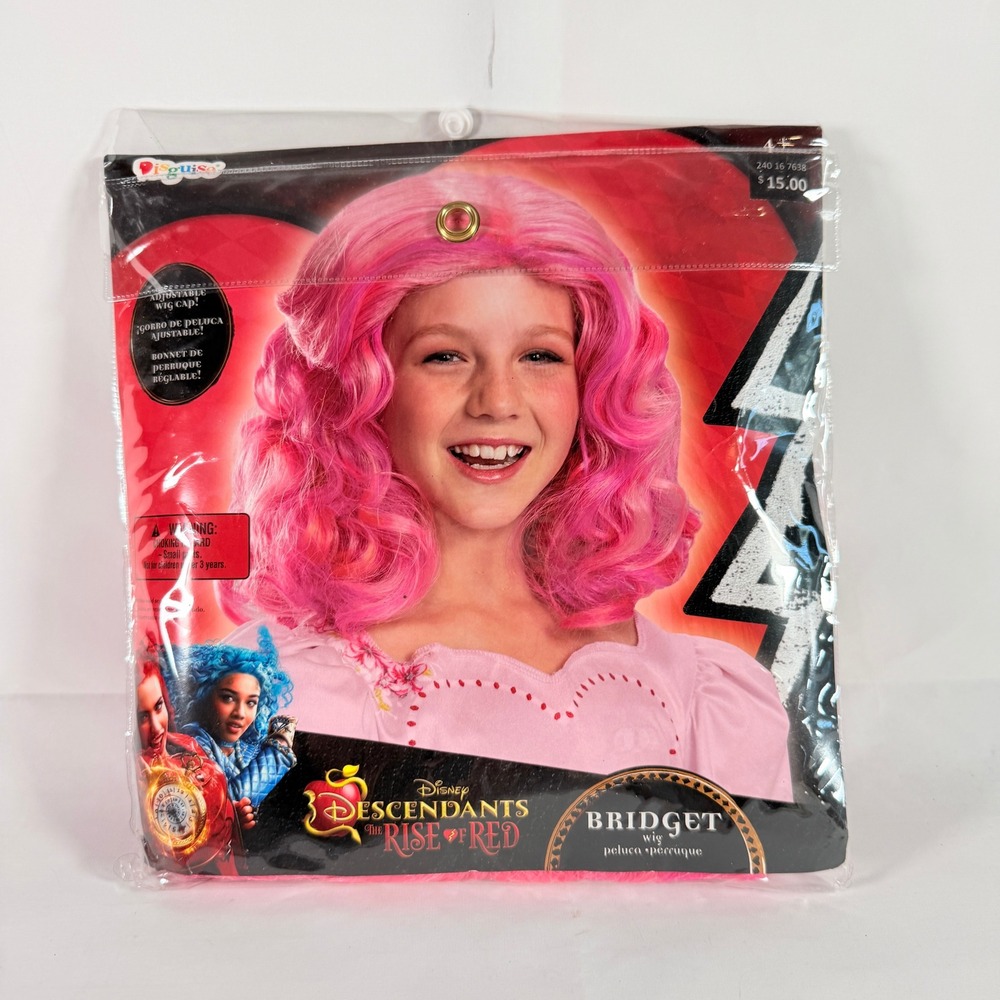 Disney Descendants Rise of Red Bridget Wig Pink Costume Girls Child Disguise